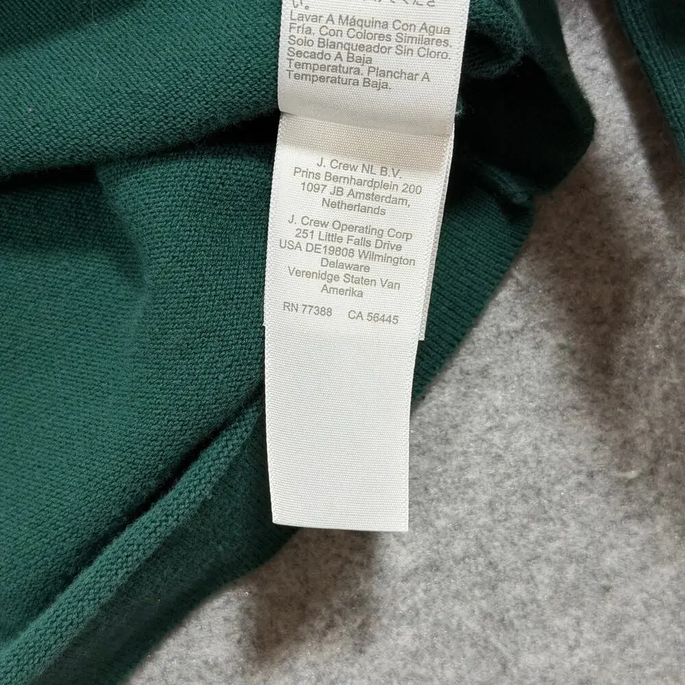 J. Crew Sweater Mens XL Green Crew Neck Cotton Knit Pullover Preppy Casual